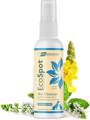 Vet Organics EcoSpot - Aerosol para puntos calientes para perros y gatos – EcoSpot 4 onzas, solución natural para aliviar la alergia de gatos y