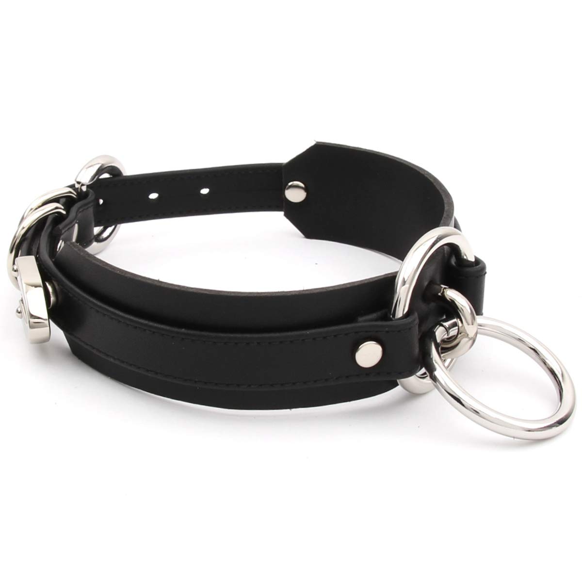 Colliers Ras du Cou en Cuir Artificiel avec Anneau Métal O Ring pour Femme