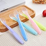 Alimentación y destete infantil más simples: incluye 10 cucharas de arroz para bebés recién nacidos en el juego, con 5 colores diferentes, rosa, verde, morado, azul y amarillo. Estas coloridas e interesantes cucharas de alimentación para bebés pueden atraer la atención del bebé y ayudar a alimentarlo. La hora de la comida del bebé es más interesante.