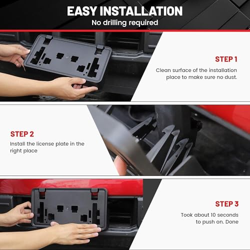 RED WOLF Front License Plate Bracket Compatible with 2021 2022 2023 Ford F150 2.7L, 3.0L, 3.5L V6 Install Front Bumper License Plate Holder Accessories Replace #ML3Z-17A385-BB w/Screws