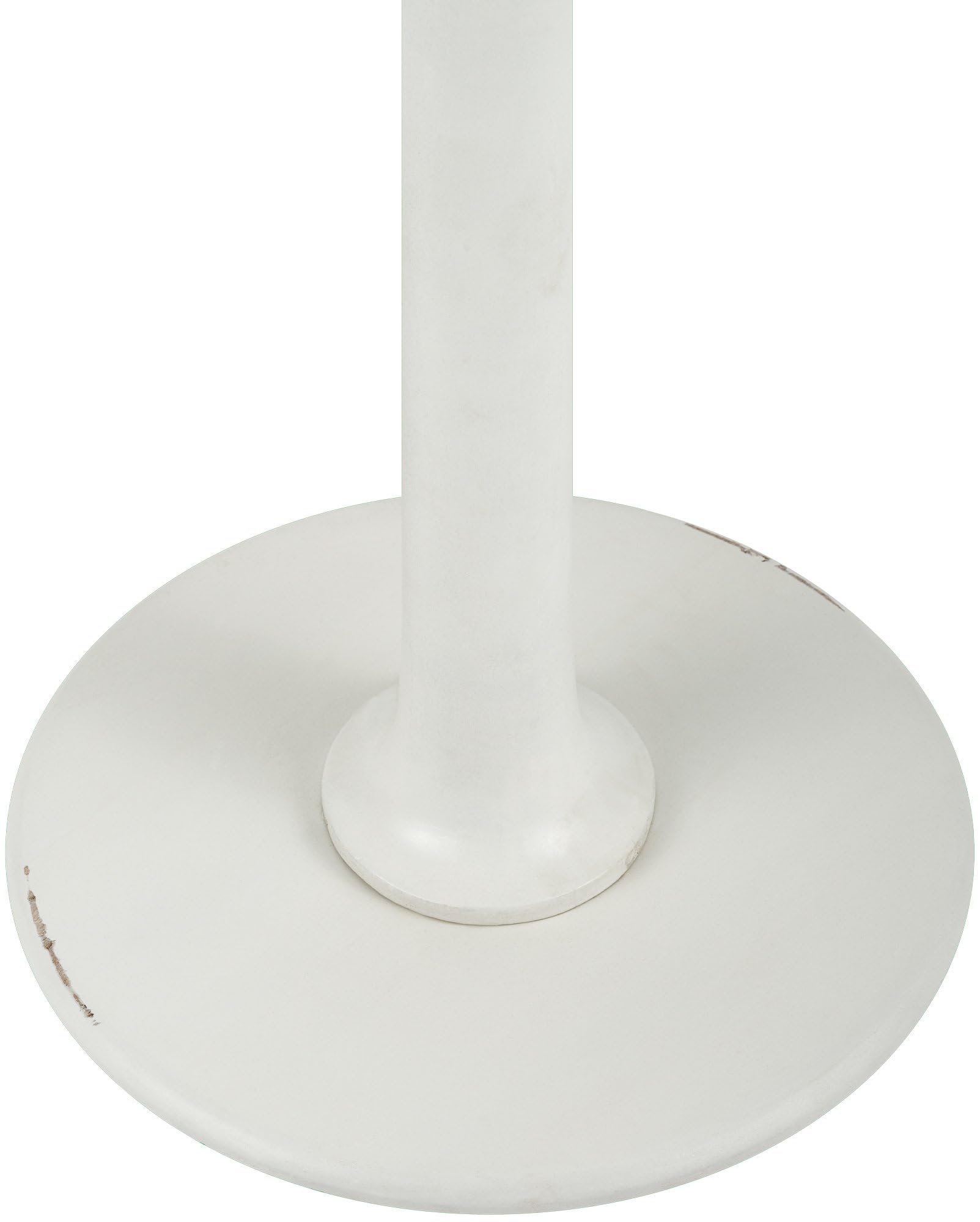 CLP Mesa Auxiliar Redonda Morristown, Mesa de Madera de Mindi Hecha a Mano, Mesa de Centro Maciza para salón y Comedor, Color:Blanco Envejecido