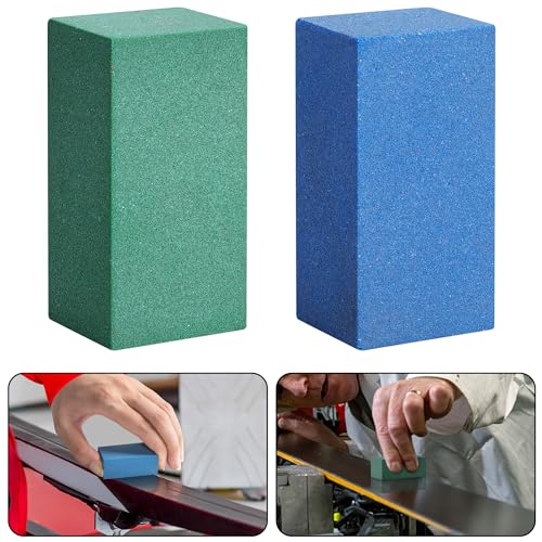 2 Pcs Gummy Rubber Abrasive Block - Soft Snowboard Gummy Stone - Snowboard Ski Stone for Removing Rust and Burrs (Blue 60 Grit Green 120 Grit)