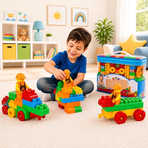 Image of Zest 4 Toyz Building Blocks for Kids 73 Pieces Construction Toy Puzzle Game Creative Building Set Educational Learning Activity Blocks Brain Development Toy for Boys Girls 3+ Years