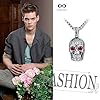 INFINIONLY Mens Boys Vintage Stainless Steel Skull Necklace with Pattern Fashion Red Eye Skull Pendant with Chain for Teenagers #5