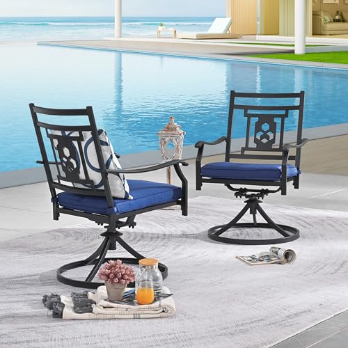 Image of LOKATSE HOME Patio Swivel Rocker Chairs Furniture Metal Outdoor Dining Chairs with Cushion Set of 2