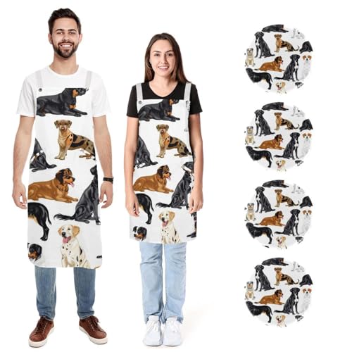 Tablier de cuisine dalmatien réglable doux pour homme et femme x2