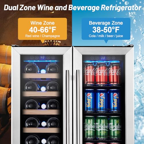 Image of Kalamera Wine and Beverage Refrigerator, 24 Inch Dual Zone Wine Cooler