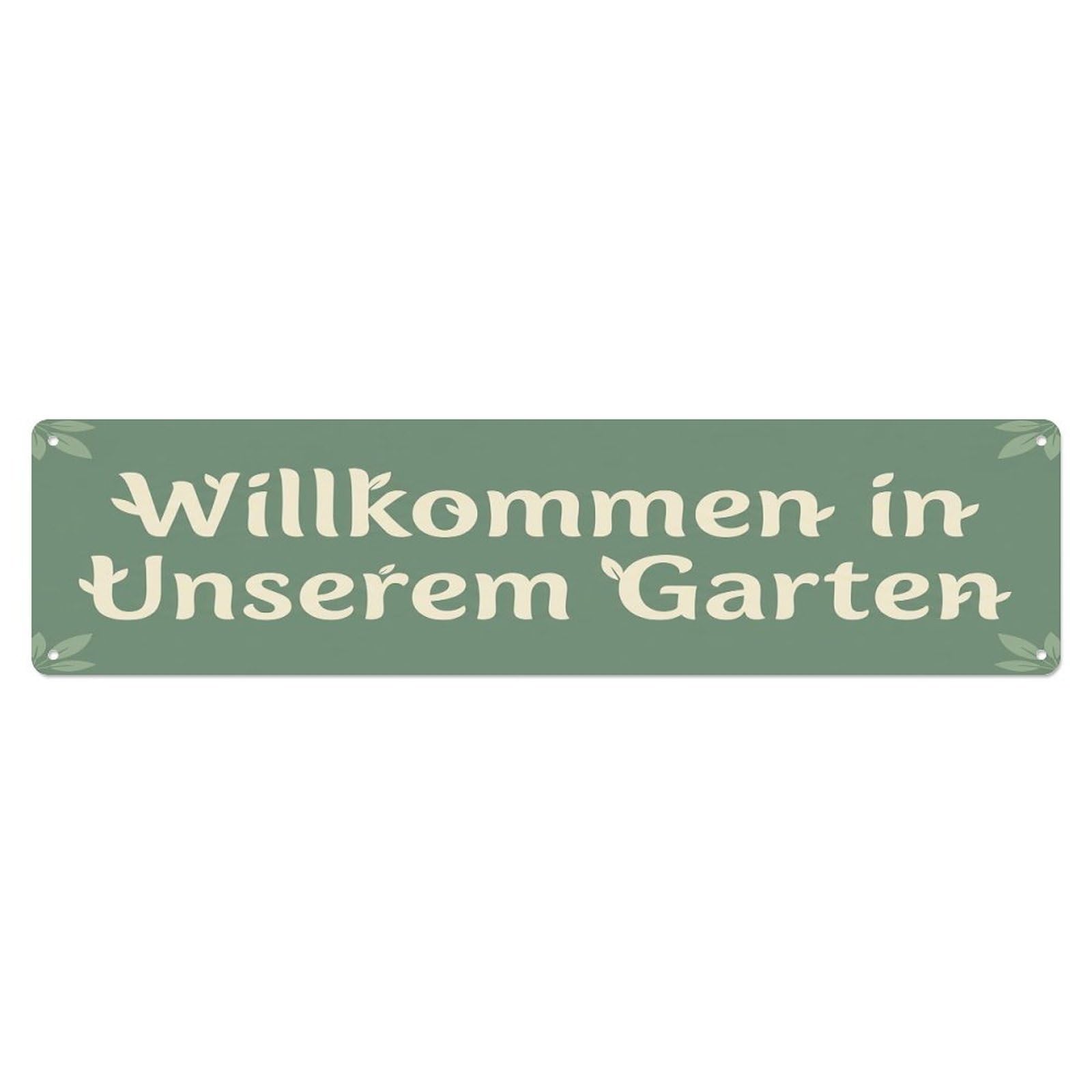 Vintage Welcome to Our Garden Sage Green Metal Tin Sign