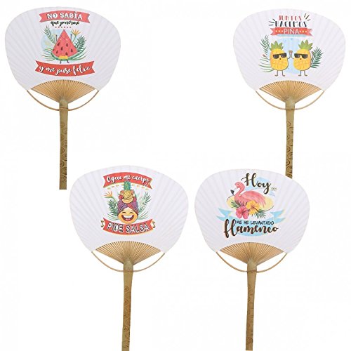 Pai Pai de Bambú'TROPICAL' - Original y Bonito PaiPai Diseño con Frases tropicales de papel. Abanicos para fiestas baratos, detalles y recuerdos para bodas, bautizos, comuniones paipais
