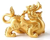 Feng Shui Wealth Prosperity Golden Pi Xiu/Pi Yao Statue Car Dashboard Decoration, Attract Wealth and Good Luck,Feng Shui Decor