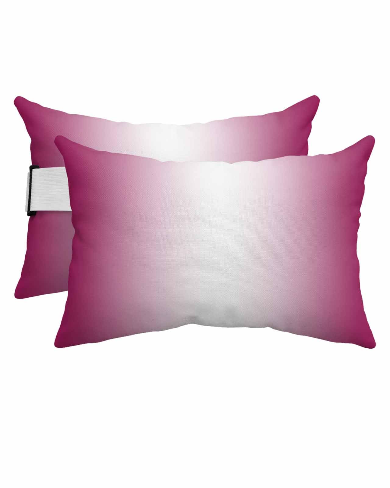 Anzona Pack of 4 Rose Red Ombre Lumbar Pillow Covers, Outdoor Waterproof Throw Pillow Covers Set, Pink White Gradient Modern Abstract Art Decorative Cushion Case for Patio Beach, 11x16 Inch