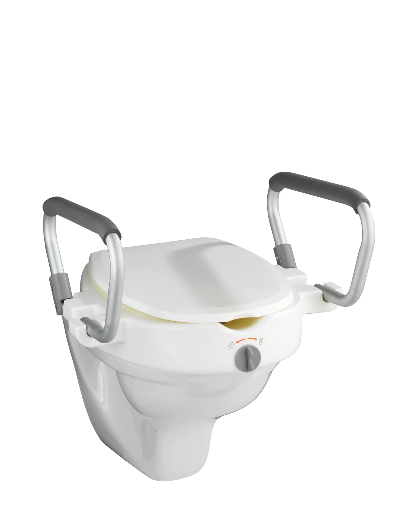 WENKO Sedile WC rialzato con braccioli Secura, Plastica, 5535 x 37.5 x 47.542.5 cm, Bianco