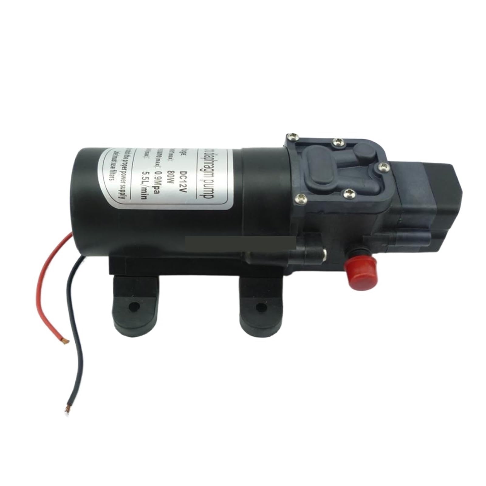 1 x 80 W wysokociśnieniowa samozasysająca pompa natryskowa z automatycznym przełącznikiem ciśnieniowym, typ 5,5 l/min, 12 V (typ przełącznika ciśnienia, 12 V)