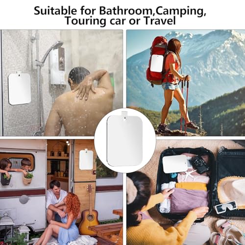 Image of Shatterproof Shower Mirror for Shaving with Hook (Larger 10.7x8 inch)30% Cheaper Than the Original,Unbreakable Plexiglass Makeup Mirror,Largest Bathroom Wall Hanging,Portable Handheld Camping