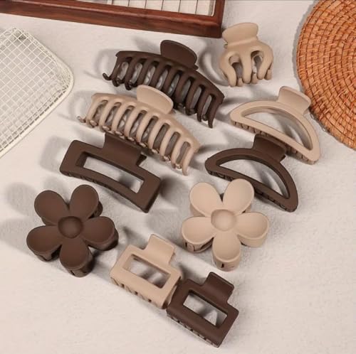 Image of Bakefy-6 Mix Matte Non-Slip Large Hair Clips for Women (3 Big+ 3 small), Durable Claw Clips for Women /Girls | Gift-Ready Neutral Hair Accessories for Daily & Special Occasions
