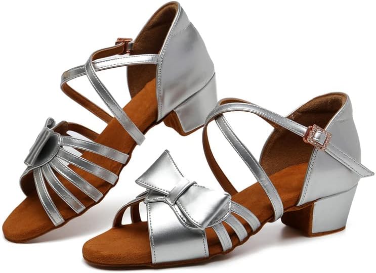 TINRYMX Girls&Women Latin Dance Shoes Ballroom Salsa Tango Professional Performance Practice Dance Shoes,Model-EM-PMTL