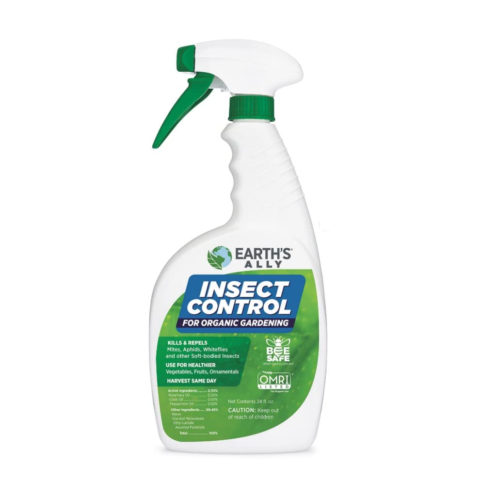 Earth's Ally Outdoor Indoor Plant Insecticide Spray - Ready-to-Use Insecticidal Soap for Plants - Non-Toxic Insect Repellent Pest Control for Spider Mite, Aphid, Mealybug - Bee, Pet, Kid Safe - 24 Oz