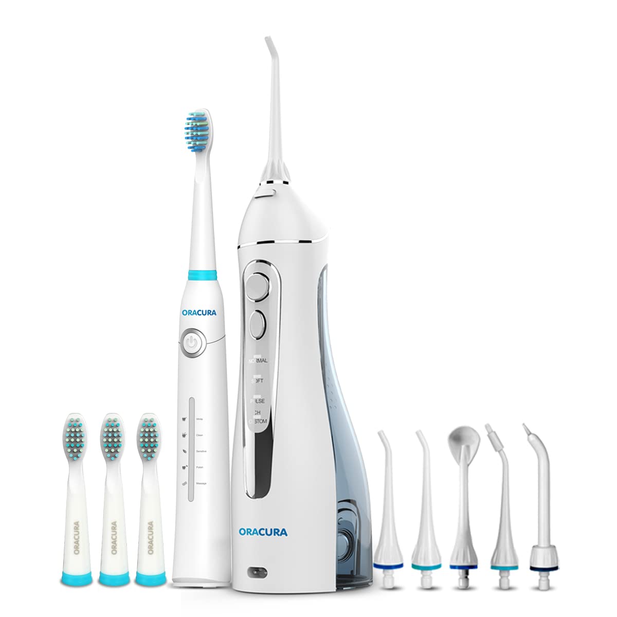 ORACURA® Daily Care Combo OC200 Smart PLUS Water Flosser®White & SB200 Sonic Lite Electric Rechargeable Toothbrush Blue