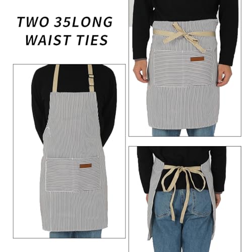 Vin Beauty Aprons, 2 Pack Cooking Chef Kitchen Apron, Unisex Adjustable Bib Apron, Waterproof Aprons, Adults Cotton Polyester Professional Apron for Home Kitchen, Coffee house, Restaurant(Black,Grey) - Cosy Home Interiors Vin Beauty Aprons, 2 Pack Cooking Chef Kitchen Apron, Unisex Adjustable Bib Apron, Waterproof Aprons, Adults Cotton Polyester Professional Apron for Home Kitchen, Coffee house, Restaurant(Black,Grey) - Image 5