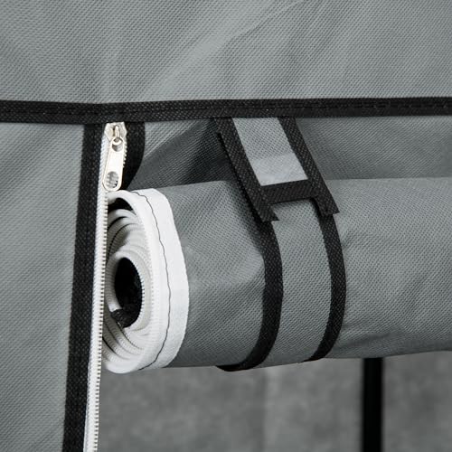 HOMCOM Kleiderschrank Stoffschrank mit Schubladen, Kleiderstange und Reißverschluss, Stoffkleiderschrank Faltschrank für Schlafzimmer, Ankleidezimmer, 102 x 42,5 x 162,5 cm, Dunkelgrau