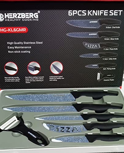 Corredocasa - Set Coltelli Rivestiti in Ceramica Swiss Line Switzerland 6 Pezzi - Alta Precisione e Design Elegante, Ideali per Ogni Cucina, Disponibili nel Raffinato Colore Nero