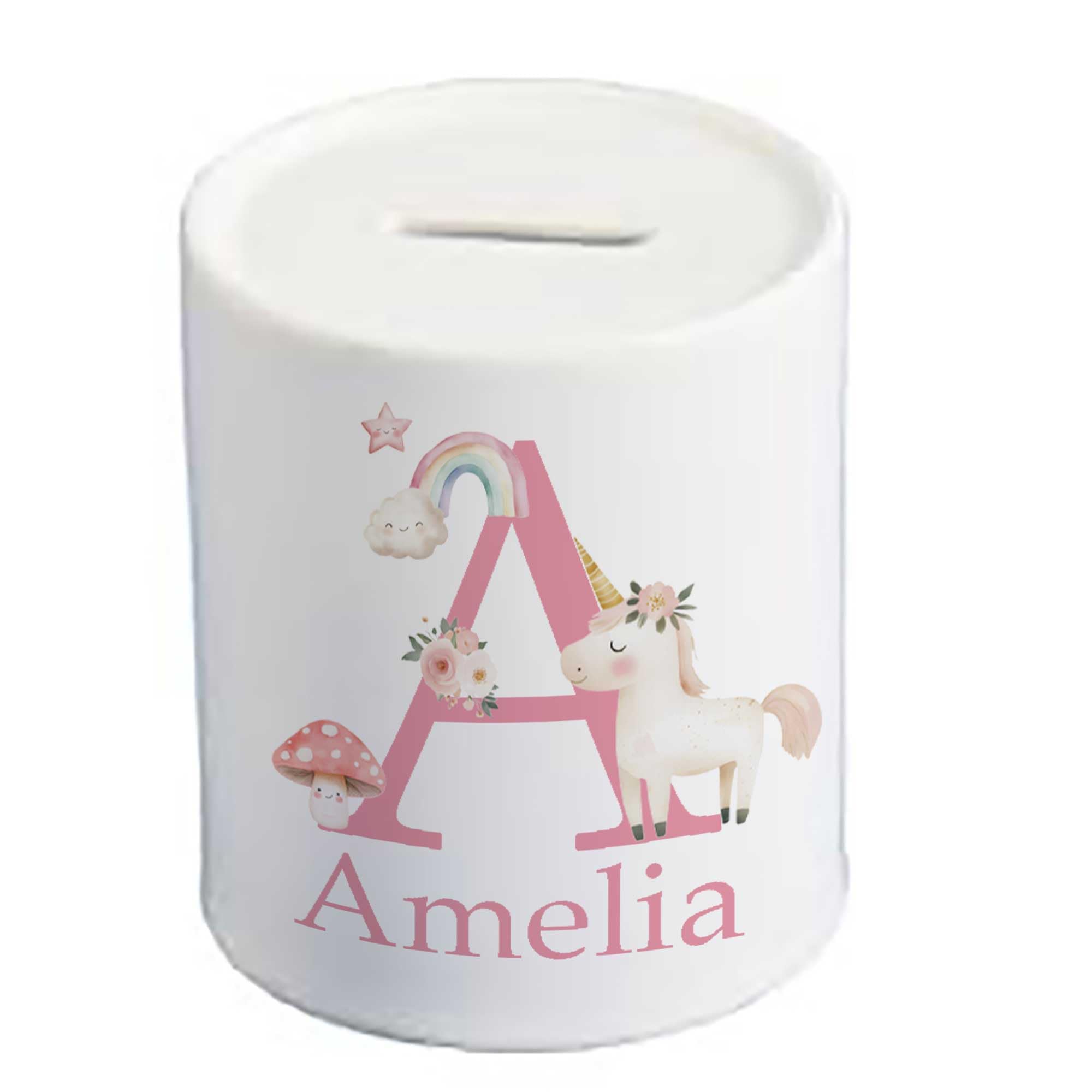 Girls Personalised Money Box, New Baby Gift, Christening, 1st Birthday Keepsake, Nursery Savings Pot, More Designs - Ceramic.