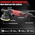 AOBEN 5 Inch Dual Action Polisher – 16mm Long Orbit Random Orbital Buffer with 6 Variable Speeds (1000-5500 RPM), Detachable Handle, and 7 Buffing Pads for Car Polishing, Waxing, and Scratch Removal - Image 6