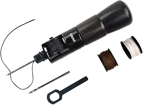 OWDEN Professional Leathercraft Stitch awl tool, Leather Sewing Awl tool for leather,Belt,Canvas,Fabric,Bag repair lockstitch tool set.Speedy Stitcher Professional leather craft tool.3 Thread Colors