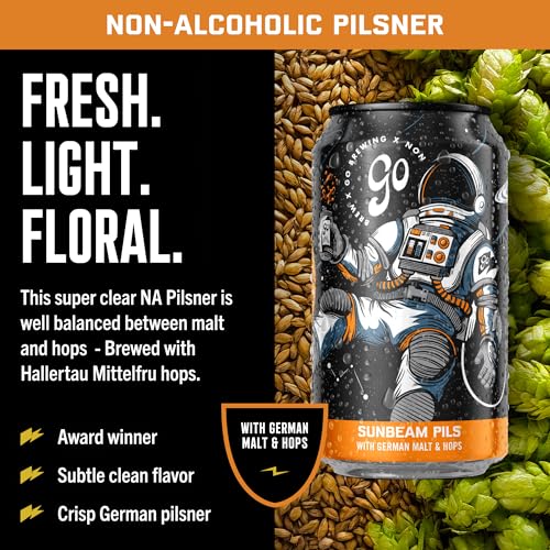 Image of Go Brewing Mixed Pack Variety, NA Beer, 12 Pack (12 oz) | Small-Batch Craft Brew, Low-Calorie, Classic Ingredients, Bold Smooth Finish, Any Occasion
