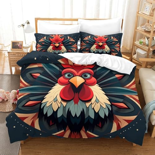 Housse de couette poulet fermeture éclair lit double anti-pli - 3