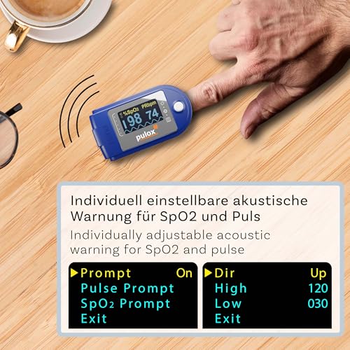 Pulsoximeter Pulox PO-250 mit LCD Farbdisplay, Alarmfunktion, Software und Zubehör