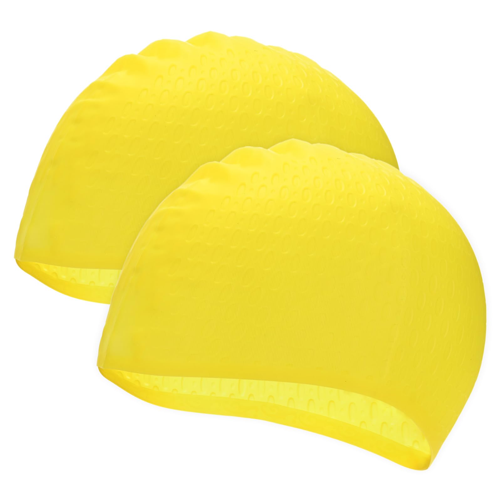 M METERXITY 2-Pack Silicone Teardrop Swim Cap, 7.5" Opening 7.1" H Durable Swimming Hat Unisex Non-Slip Waterproof Swimming Caps for Pool Training/Triathlon [Yellow]