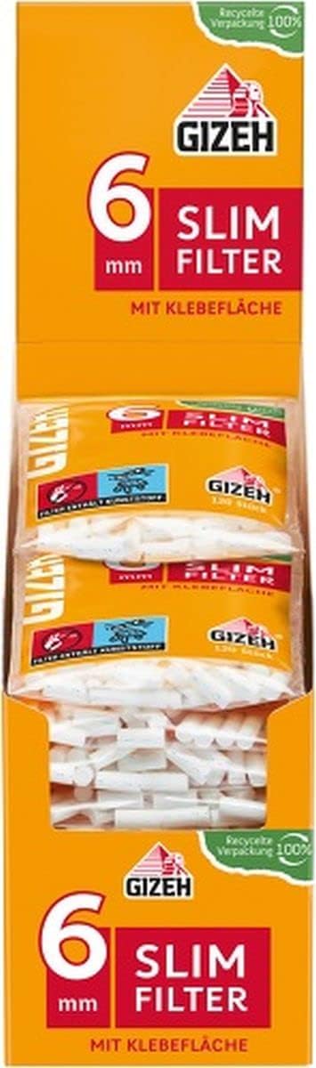 Gizeh Slim Filter 6 mm with Adhesive Surface (Pack of 20 x 120 Pieces)