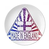 Größe: 21 cm Durchmesser DIYthinker Made in England UK Dreieck Zeichen Flagge Dekorative Porzellan Dessertteller 8-Zoll-Dinner Home Geschenk 21cm Diameter Mehrfarbig