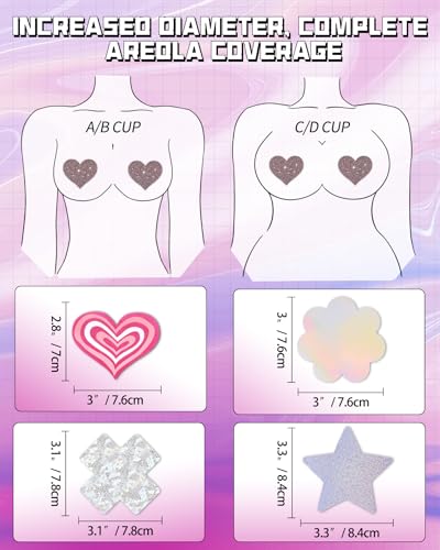 Image of CICKEE 15 Pairs Pasties Rave | Self-Adhesive Nipple Covers Pack Breast Petals Sticky Pasty Nipple Stickers