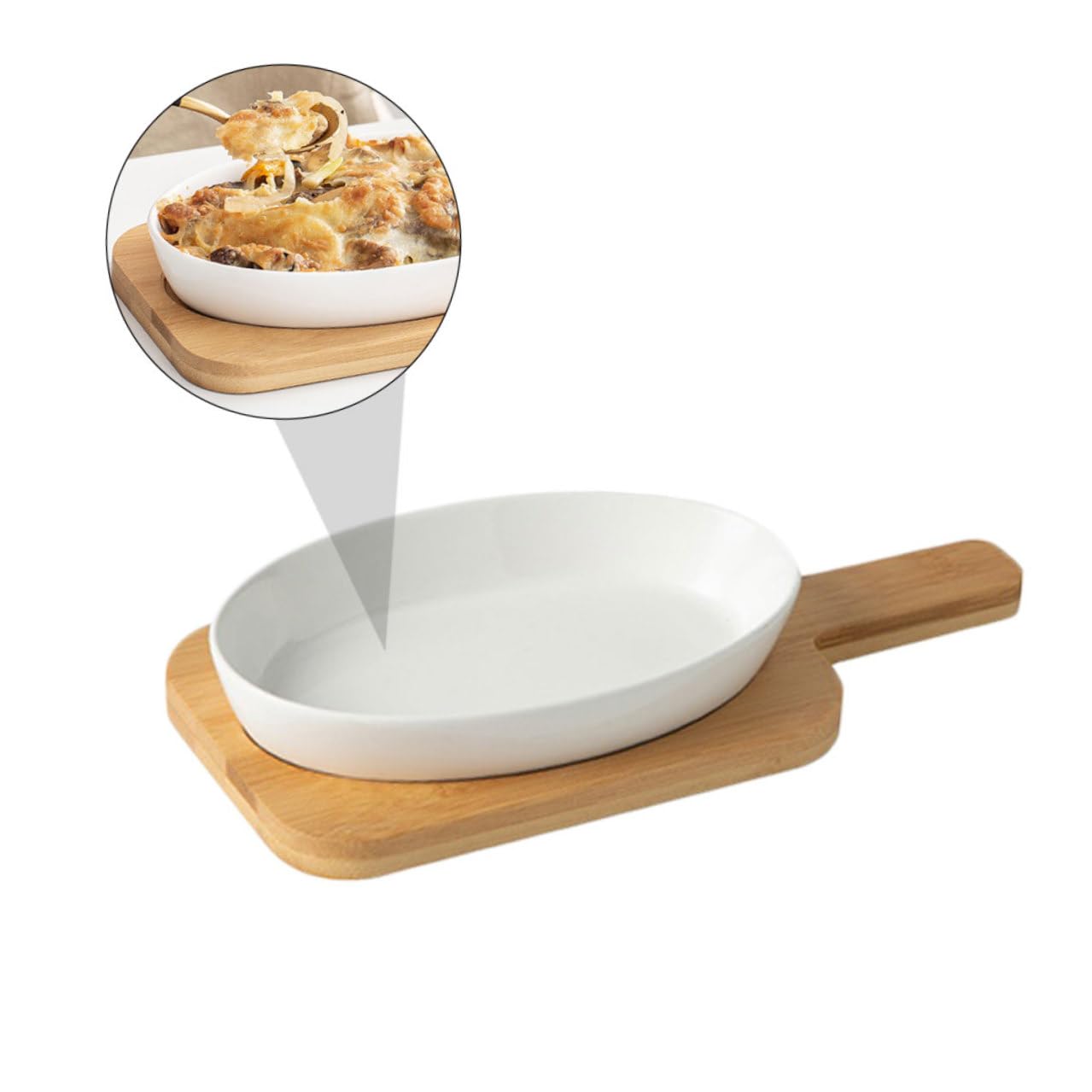 IMIKEYA Plat de Cuisson Ovale en Céramique Blanche, 1 Set, pour Four