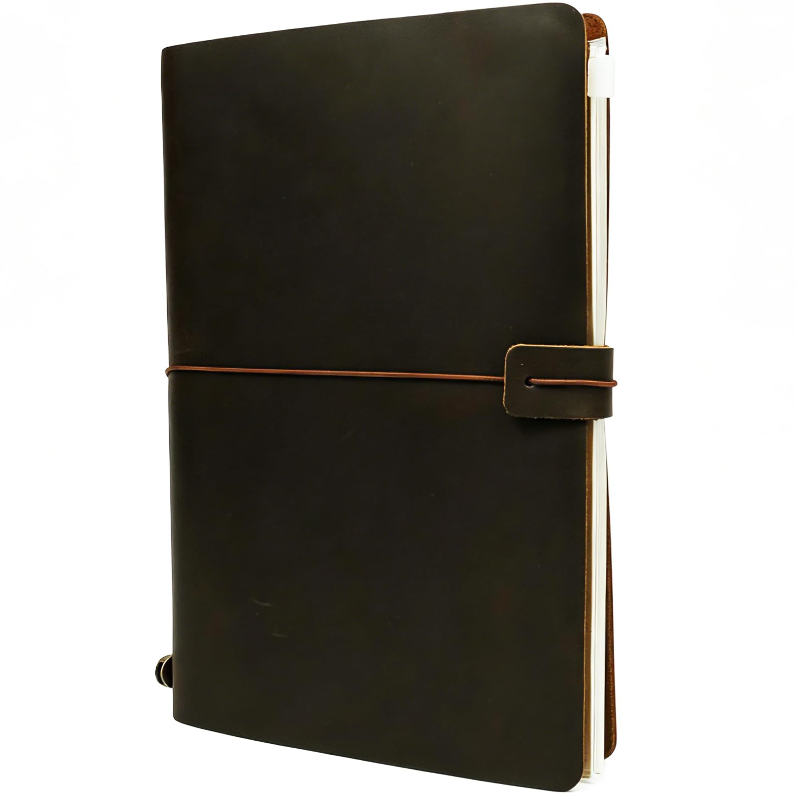 Cuaderno de cuero A5 para escribir diario bloc de notas vintage recargable para hombre mujer 8