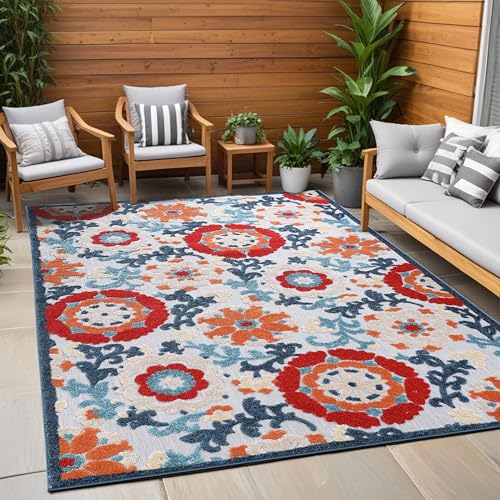 Superior Petunia Indoor Outdoor Area Rug, Perfect for Patio, Poolside,