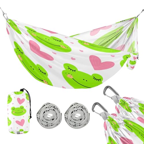 ATTX Frog Faces Camping Hammock - Lightweight & Portable Hammocks, Heavy Duty 330lbs Capacity for Indoor, Hiking, Backpacking, Travel, Backyard, Beach#165