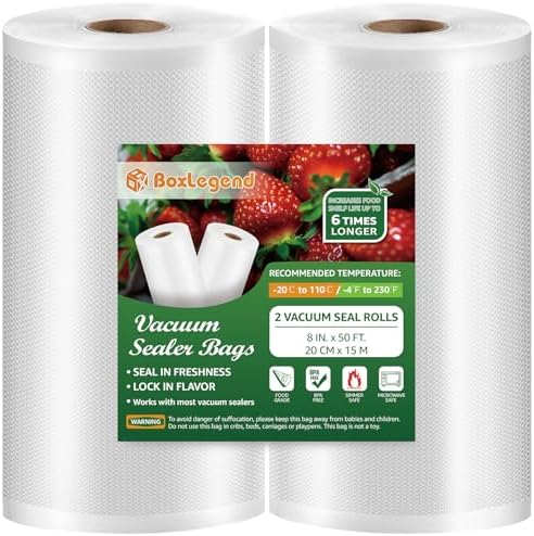 BoxLegend 8" x 50' 2 Pack Vacuum Sealer Bags for Food Saver Seal ...