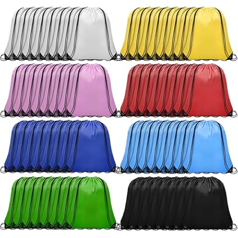 Grneric 64Pcs Drawstring Bags Bulk Cinch Bag, Polyester String Bag Drawstring Backpack for Trip Party Camping Sports Gym Yoga（Classic） Cover