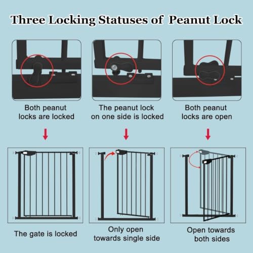 Image of WAOWAO Triple Lock Baby Gate 68.11-75.98 inch Extra Wide Metal 30 inch Tall Black