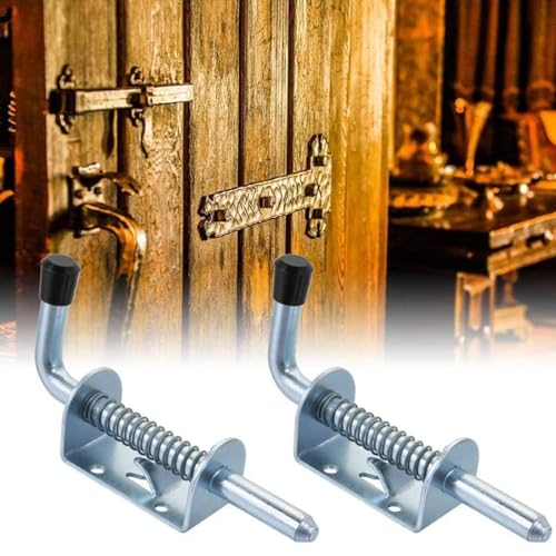 5 Piezas Pestillo Muelle Puerta, Pestillo con Muelle de Acero Inoxidable, Resorte Pasador Cerradura, Pernos para Puertas de Madera para Patio Puerta, Shed Puerta del Portón, Garaje, Portones, Cancelas - imagen 7
