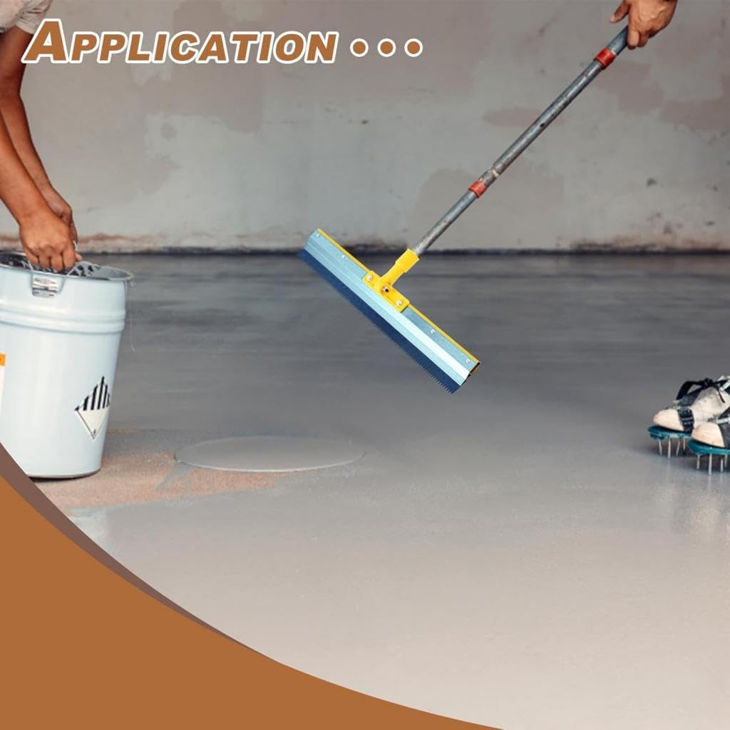 Epoxy Squeegee Espátula Extensora para Piso Nivelador Ranurado Rastrillo de Cemento Herramienta para Nivelación Elaborado en Acero al Carbono
