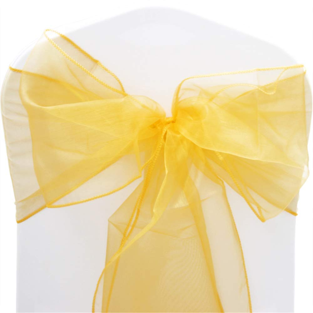 Time to Sparkle Pack of 60 Organza Sashes 22x280cm/9x110inch Wider Sash Fuller Bows Chair Cover Bows Sash for Wedding Party Birthday Decoration - Sunblast — image 1
