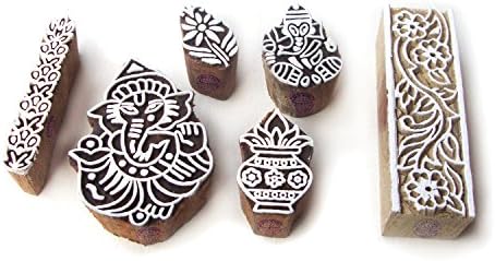 Royal Kraft Indian Paisley and Leaf Motif Wood Block Stamps (Set of 6)