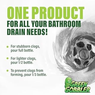 Green Gobbler Ultra Concentrated Drain Clog Remover & Cleaner | Powerful Hair, Grease & Soap Dissolver for Bathroom, Kitchen, Shower, Sink & Toilet | Safe for Pipes & Septic Systems