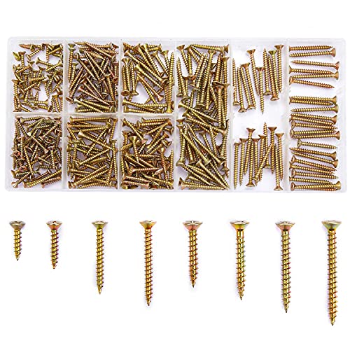 Minimprover 360本入 木ネジセット 8サイズ 全ネジ 十字穴付皿木ねじ スクリューネイル #M3.5mm x 16mm/20mm/30mm/35mm #M4.0mm x 25mm/30mm/35mm/40mm 収納ケース付き