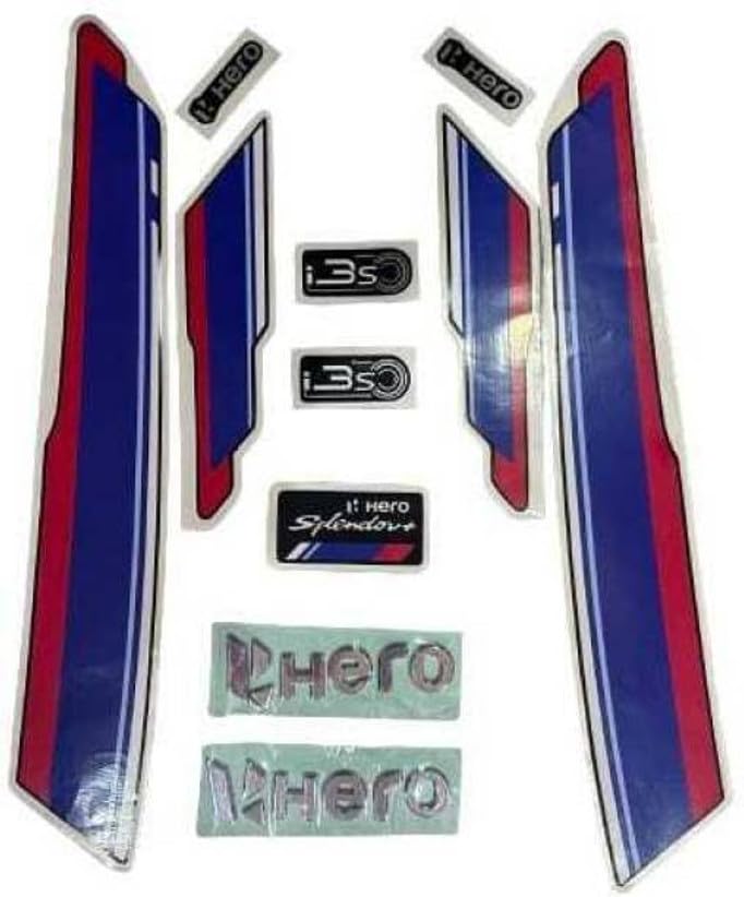 KARKEEN Bike Sticker Kit for Hero Splendor, Red and Blue - Image 1
