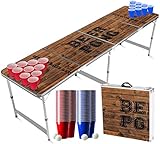 🔝 🚀 OFFIZIELLES PACK: Dieses offizielle Beer-Pong-Paket enthält: 1 Beer Pong Tisch + 120 Becher 53cl (60 Rot & 60 Blau) + 6 Ping-Pong-Bälle. Es ist die perfekte Wahl für einen Partyabend mit Freunden. Zusammengeklappt geliefert, keine Installation erforderlich. Einfach aufklappen und genieße das Spiel!